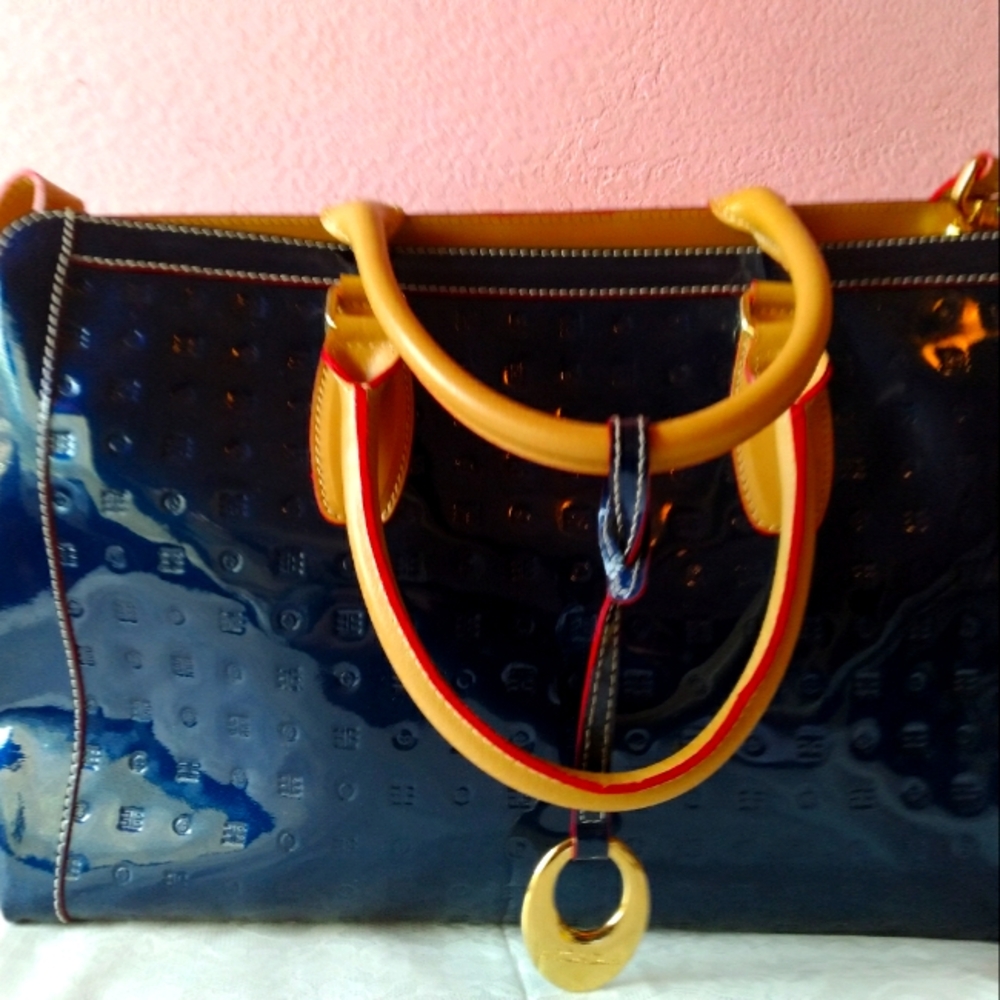 Arcadia Embossed Leather Adjustable Strap Satchel Shoulder Bag